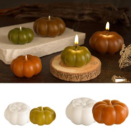 2 Pack Pumpkin Cylinder Animal Candle & Resin Mold - Resin Casting Silicone Molds for Home Decor & Candle Making Wave Spiral Mold