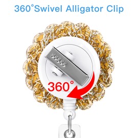 Soleebee Key Fob, Extendable, ID JoJo Retractable ID Badge Holder, Key Reel, ID Name Badge Holder with 360° Rotating Crocodile Clip for ID Card Holder (Sunflower)