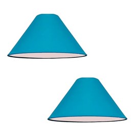 Pack of 2 - Empire Cotton Coolie Lamp Shades for Table Lamps and Pendant Ceiling Lights - 25cm Dia (2, Teal)