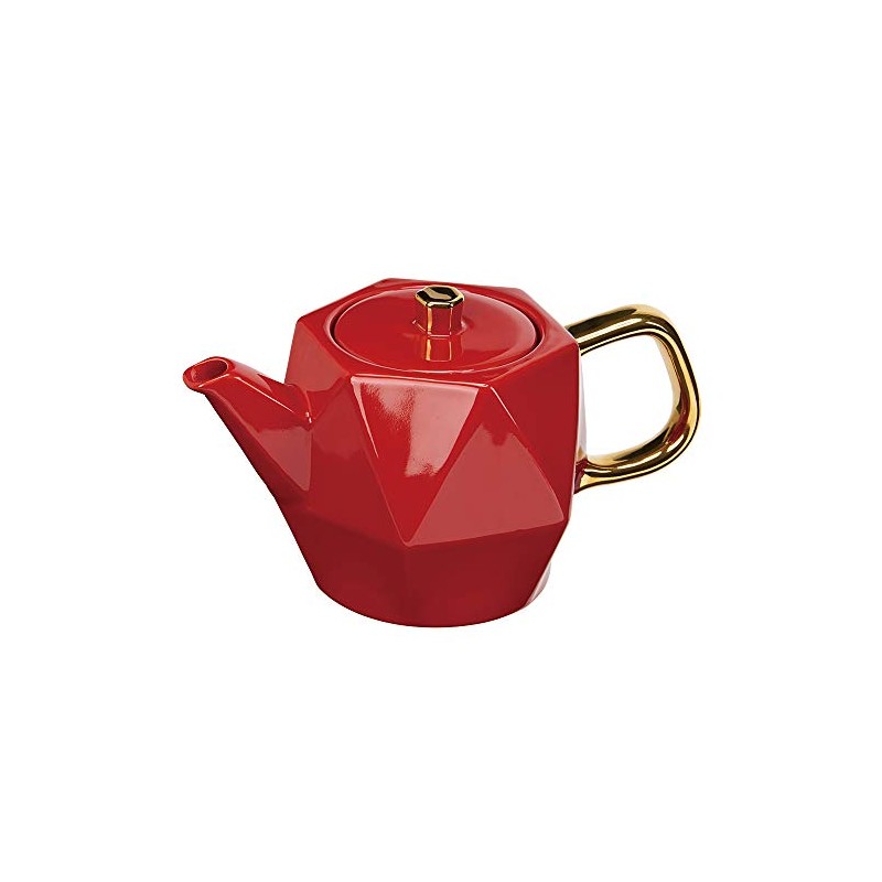 casaWare 24-Ounce Premium High-Fired Stoneware Hex Teapot with a Glossy