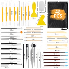 JAMATA 48-Piece Pottery Tool Set, Modelling Tool Set for Pottery Tools, Children Professional, Modelling Tool Set Clay with Storage Bag, Sculpting Tool for Professionals and Carving Tool Beginners
