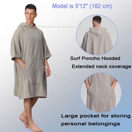 Avisiatree Surf Poncho Hooded Beach Towel for Adults Quick Dry Terry Cloth Changing Robe with Pockets Swim Unisex Towel Poncho Hoodie