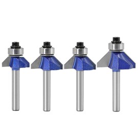Eyech 4Pcs 45 Degree Chamfer Router Bit Set 1/4 Inch Shank Chamfer Bit Bevel Router Bits