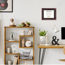 GraduatePro 8.5x11 Diploma Frame with Black Over Gold Mat or Display 11x14 Certificate Without Mat,Solid Wood & UV Protection Acrylic,Cherry Finish with Gold Trim