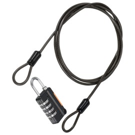 TA-VIGOR Security Steel Cable with 4 Digit Combination Lock, 3Ft Coated Safety Wire Rope Padlock with Double Loop, Flexible Luggage Lock for Outdoor Travel, Suitcase and Baggage, Black