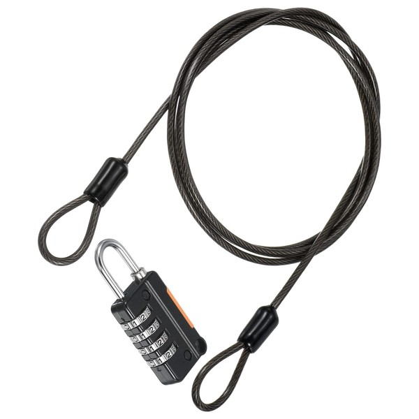 TA-VIGOR Security Steel Cable with 4 Digit Combination Lock, 3Ft