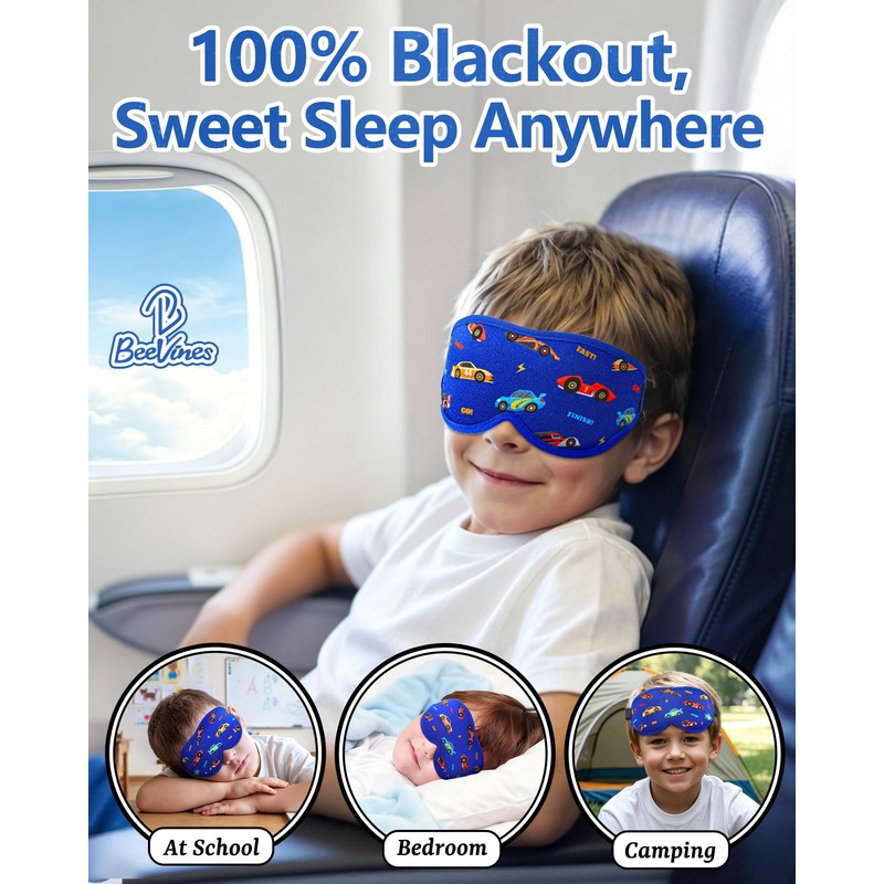 BeeVines Kids 3D Contoured Sleep Mask, 100% Blackout Sleeping Eye