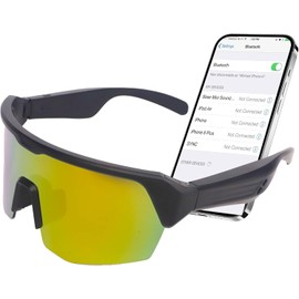 MROLUYOO Bluetooth Sunglasses for Men: Smart Glasses for Cycling Running Built-in Mic and Ear Music Speakers, Polarized Sports Sunglasses with UV Protection for Outdoor Activities