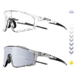 KAPVOE Photochromic Cycling Glasses for Men Women Sports Sunglasses HD High Contrast Lenses Frame Discoloration Bike Glasses