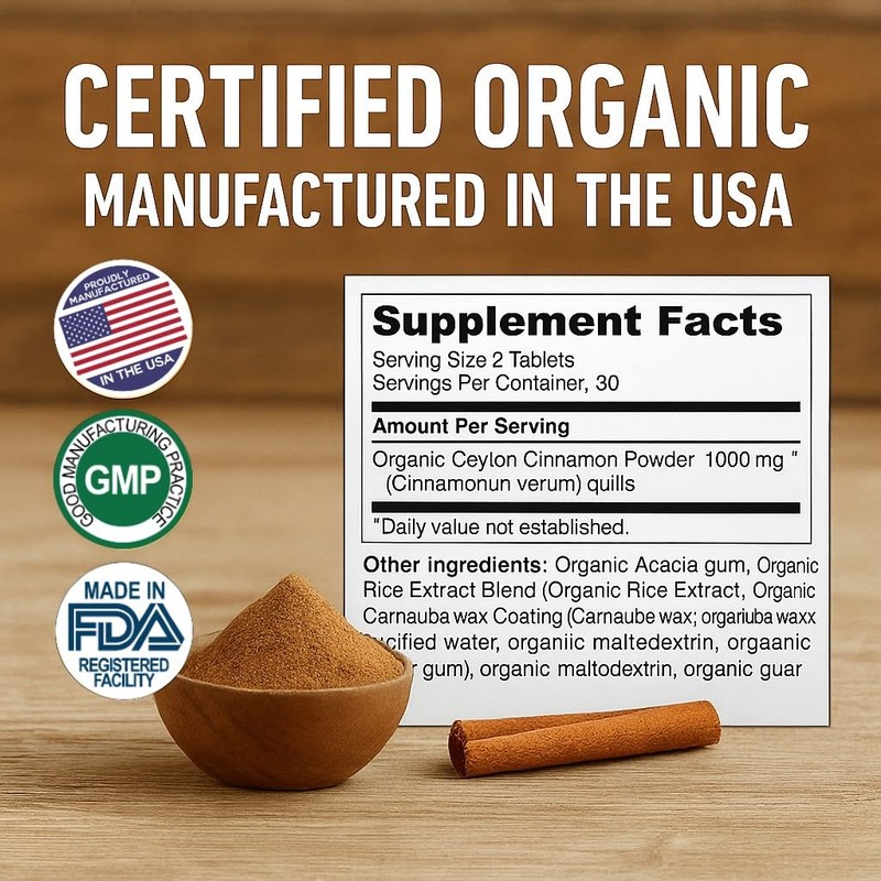 Me First Living Ceylon Cinnamon 1000mg, 100% Certified Organic Ceylon