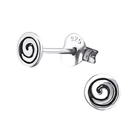 Laimons Women's Round Spiral Stud Earrings 5 mm 925 Sterling Silver, Silver