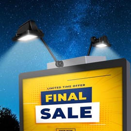 Solar Billboard Light ，Metal Aluminum Lamp Heads,12W 12000AMH Li-on Battery, 60 LED Super Bright Llight, Used for Real Estate Signs, Commercial, Advertising, Highway Sign Lighting