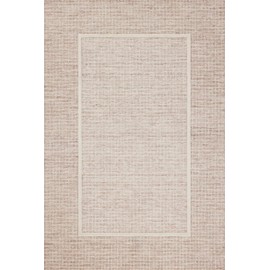 Loloi Chris Loves Julia x Briggs Collection, Blush & Ivory, 5'-0" x 7'-6" Area Rug – Minimal Gritted Design Area Rugs for Living Room Bedroom Entryway & Hallway No Shed High Traffic Home Decor Rug