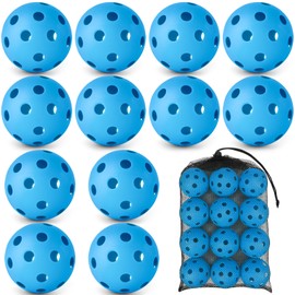 Mototo 12 Pack Plastic Baseball Practice Baseballs Hollow Softball Lightweight Training Balls with a Drawstring Bag for Hitting, Baseball Training Indoor Outdoor Use (Blue)