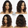 simkaylee Brown Highlight Wigs for Women 14 Inch Short Shoulder