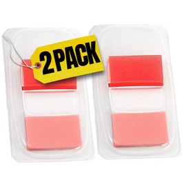 1InTheOffice Red Page Marker Tabs, Sticky Index Tabs, Page Flags, 1" x 1.7", 2 Dispenser per Pack, 2 Pack