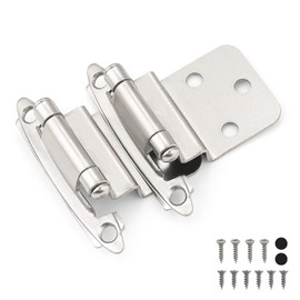knobelite 20 Pair (40 Pack) Decorative Self Closing Cabinet Hinges Satin Nickel,3/8 Inch Inset Cabinet Door Hinges, Flush Face Mount Cupboard Kitchen Cabinet Hardware Hinges