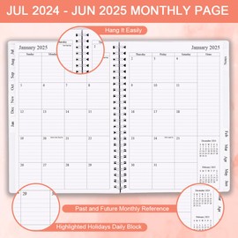 2024-2025 Weekly & Monthly Planner - 2024-2025 Planner & Organizer Notebook to Track Goals, Easy to Organize Your Daily Life, Medium 6.5" x 8.5", Rose