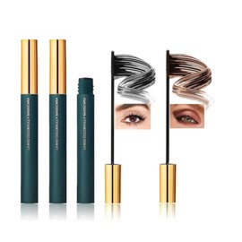 2PCS Waterproof Mascara Set in, Curling and Lengthening Skinny Wand Design, Smudge-Proof and Clump-Free Formula with Soft Brush, Long-Lasting and Gentle for Daily Eye Makeup(Black&Brown)