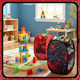Zhehao 2 Pcs Pop up Spider Laundry Hamper Basket Spider Bedroom Decor 23.6 x 11.8 x 14.2 Inch Collapsible Toy Clothes Basket with Handles Mesh Portable Storage Organizer for Bathroom Travel Closet