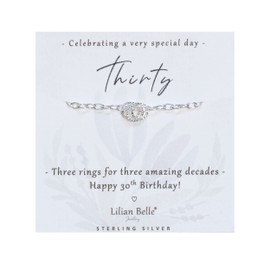 Lilian Belle 30th Birthday 925 Sterling Silver Bracelet Jewellery Gift for Women, Boxed and Gift Ready