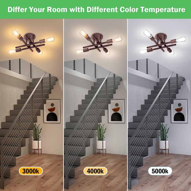 4-Light Semi Flush Mount Ceiling Light Fixture, Oil Rubbed Bronze