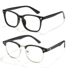 Cyxus 2 Pack Blue Light Glasses for Men Women Stylish Computer Glasses Reduce Eye Strain UV Protection for Screen（402B025 Black*2）