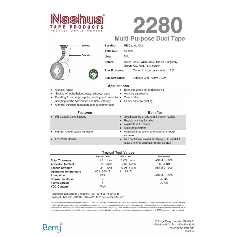 Nashua 2280 Duct Tape 2 in x 60 yd -