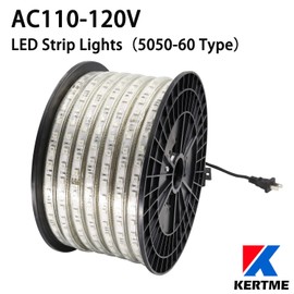 KERTME 5050-60 Type AC 110-120V RGB LED Strip Lights, Flexible/Waterproof/Dimmable/Multi-Colors/Multi-Modes LED Rope Light + 24 Keys Remote for Home/Garden/Building Decoration (98.4ft/30m, RGB)