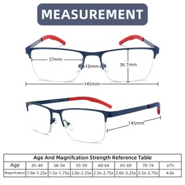 DONGDI Blue Light Blocking Reading Glasses With Spring Hinge Metal Full Frame Lightweight Computer Readers (3 Mix Colours, 1.75, Diopters)