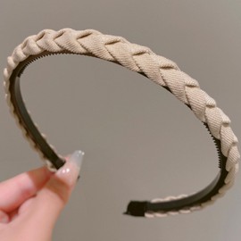 2pcs Headbands with Teeth Comb Hairband Hair Hoops for Women Men Girls No Slip Fashion Hair Accessories Hair Hoop (Beige, Light Green)