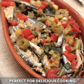 Handmade Oval Clay Pan Set of 2, Lead-Free Terracotta Pots for Cooking Fish, Meat, Vegetables, or Mushrooms, Unglazed Earthenware Pottery Cookware Suitable for Stovetop and Oven-Cooking (Small 9.1 in)