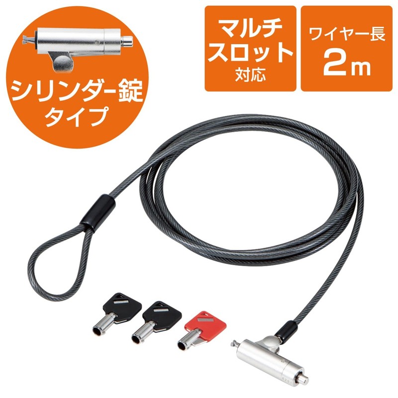 Elecom ESL-704 Security Wire Multi-Slot Compatible (0.1 x 0.3 x