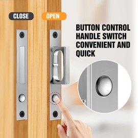 Lipshome Pocket Door Edge Pull - Hidden Handle, Pocket Door Hardware, Sliding Door Pull Hardware, recessed Finger Flush Pull, Heavy Duty Edge Pull with Pop Out Ring Pull (Silver)