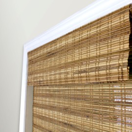 ARLO BLINDS Sheer Bamboo Roman Shades with Valance - Tuscan, 30" W x 60" H - Light Filtering Cordless Blinds for Interior Windows - Real Natural Bamboo Material - Mounting Hardware Included