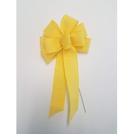 Small 5-6" Wired Yellow Linen Wreath Bow