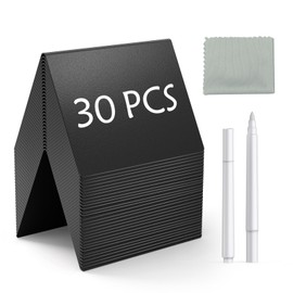 MaxGear 30 Pack 4"x3"Mini Chalkboard Signs V-Shaped Desktop Labels for Chalk Sign for Food - Party - Buffet - Table Sign Chalkboard - Mini Buffet Signs with 4 Liquid Chalk Markers and 2 Rag