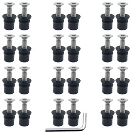 24 Pairs of M6 Neoprene Well Nuts M6 x 30mm Stainless Steel Hex Socket Bolts Well Nuts Kit for Kayak Motorcycle Windscreen Accessories,Neoprene nut Contains Brass Nuts Copper nut