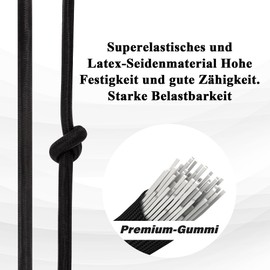 Tensioning Elastic Straps with Carabiner, Set of 6 Expanders with Carabiner Hook, Black Luggage Straps in 3 Sizes, 30 cm, 60 cm, 80 cm, Extra Strong Rubber Tensioner for Sun Sail, Tarpaulin, Garden,