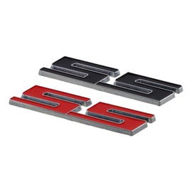 2Pcs SS Car Emblem 3D Metal Logo Badge Stickers Black and Red Side Fender Trunk Badge Car Replacement for Che-vy Camaro Gm Accessories