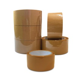 JeeJaan® 6 Rolls Brown Packaging Tape of 48mm x 66m - Versatile Brown Tape for Packing and Shipping, Heavy Duty Parcel Tape for Packing