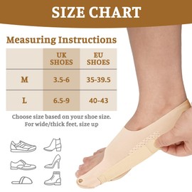 flintronic Hallux Valgus Correction, 2 Pieces Toe Separator, Hallux Valgus Correction Set, Hallux Valgus Bandage for Men and Women, Big Toe Protection (Skin Colour, L)