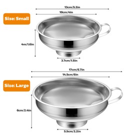 Set of 2 Funnels, Stainless Steel Funnel Set, Jam Funnel, Preserving Funnel, Stainless Steel Funnel, Small and Large Opening, Kitchen Filling Funnel for Jars, Metal Funnel for Jam Filling