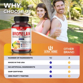 Bromelain Supplement with Quercetin, Zinc, Fenugreek, Turmeric, Ginger, Black Pepper & Probiotics - Supports Digestion, Joint Health & Nutrient Absorption | 150 Capsules