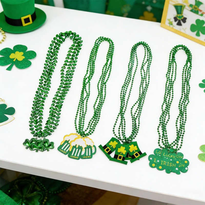 18PCS St. Patrick's Day Necklaces and 3PCS Freckles Temporary Glitter