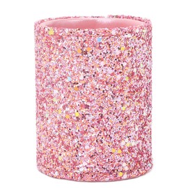 Makeup Brush Holder, Large Capacity Round Handcrafted Cosmetics Brushes Storage Cup Decorative Pen Holder for Desktop Decor Pink