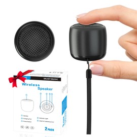 AUKSKY 2Pack Bluetooth Wireless Portable Speaker with Strap, Built-in Mic & Rechargeable Battery for Shower, Room, Bike Use - Black