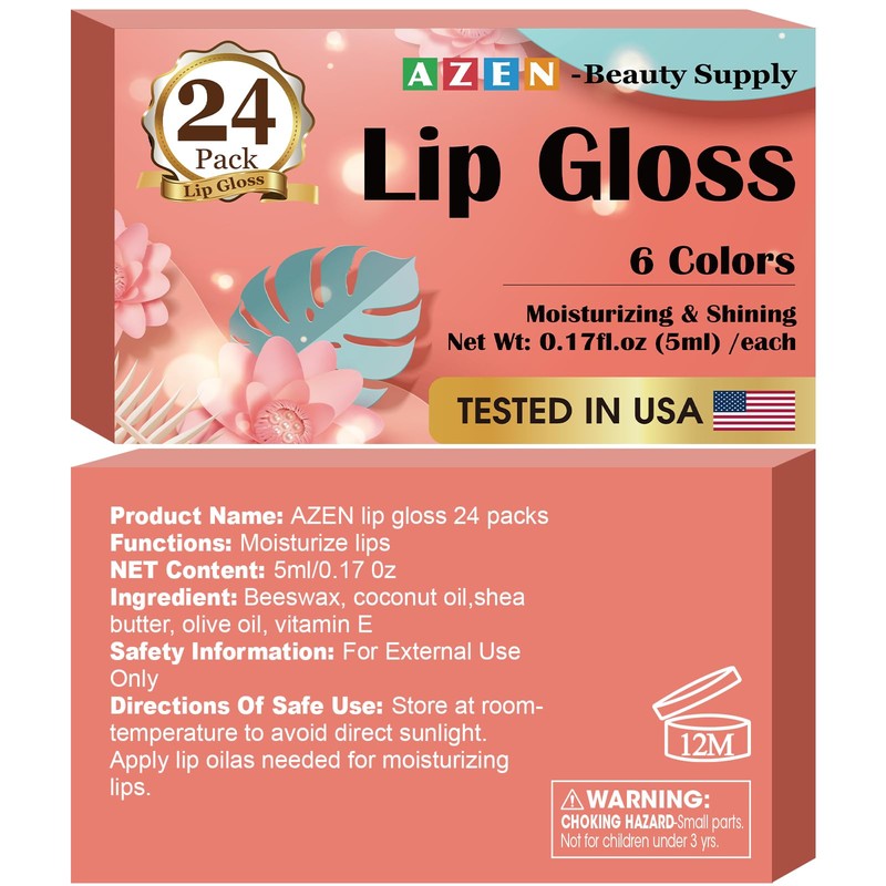 AZEN 24 Pack Lip Gloss Set, Color Lip Oil for