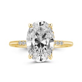 Effinny 3.5 Carat Elongated Oval Cut Engagement Ring for Women Gold Plated 925 Sterling Silver Simulated Diamond Promise Ring, Metal, Cubic Zirconia