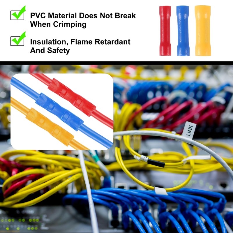 JUZITAO 300PCS Butt Splice Crimp Connectors Insulated Electrical Straight Wire